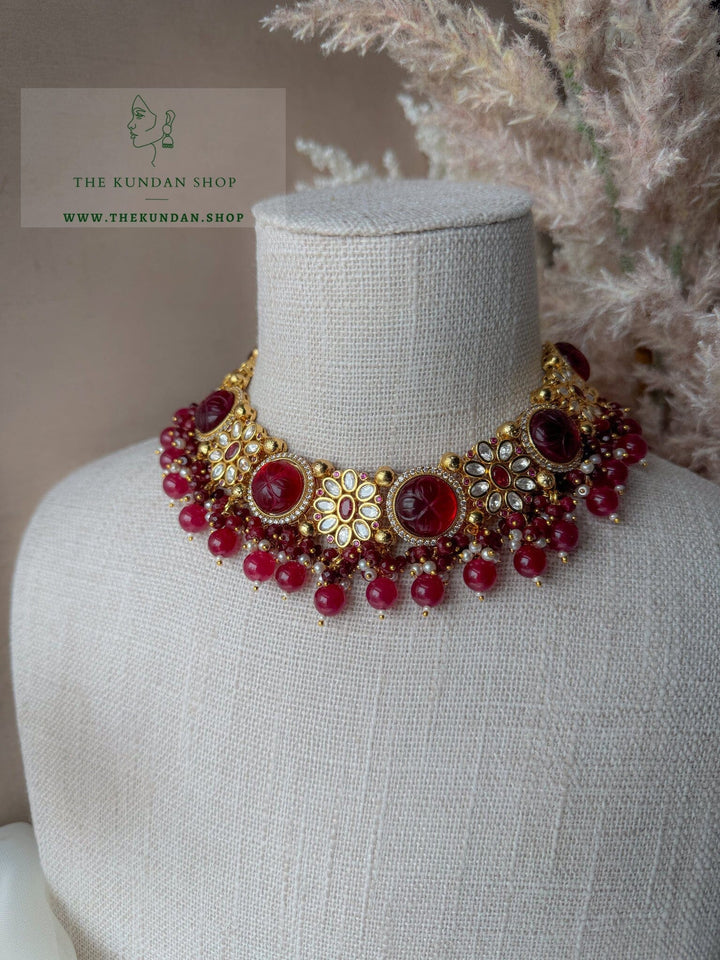 Floral Night in Ruby Necklace Sets THE KUNDAN SHOP 