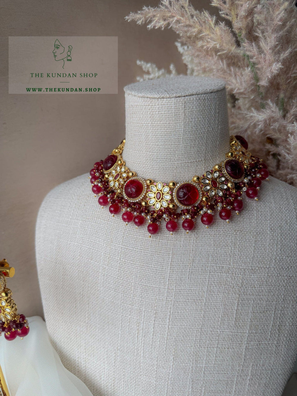 Floral Night in Ruby Necklace Sets THE KUNDAN SHOP 