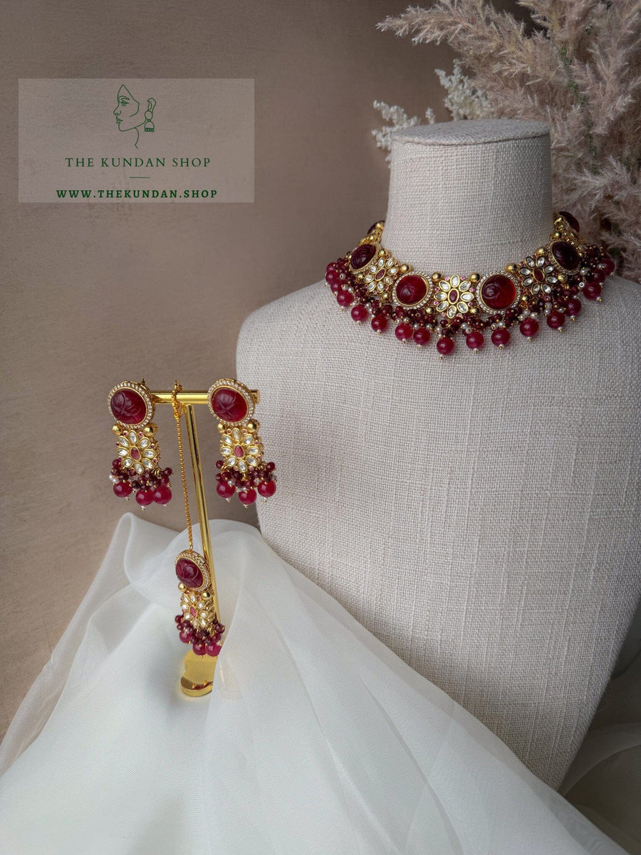 Floral Night in Ruby Necklace Sets THE KUNDAN SHOP 