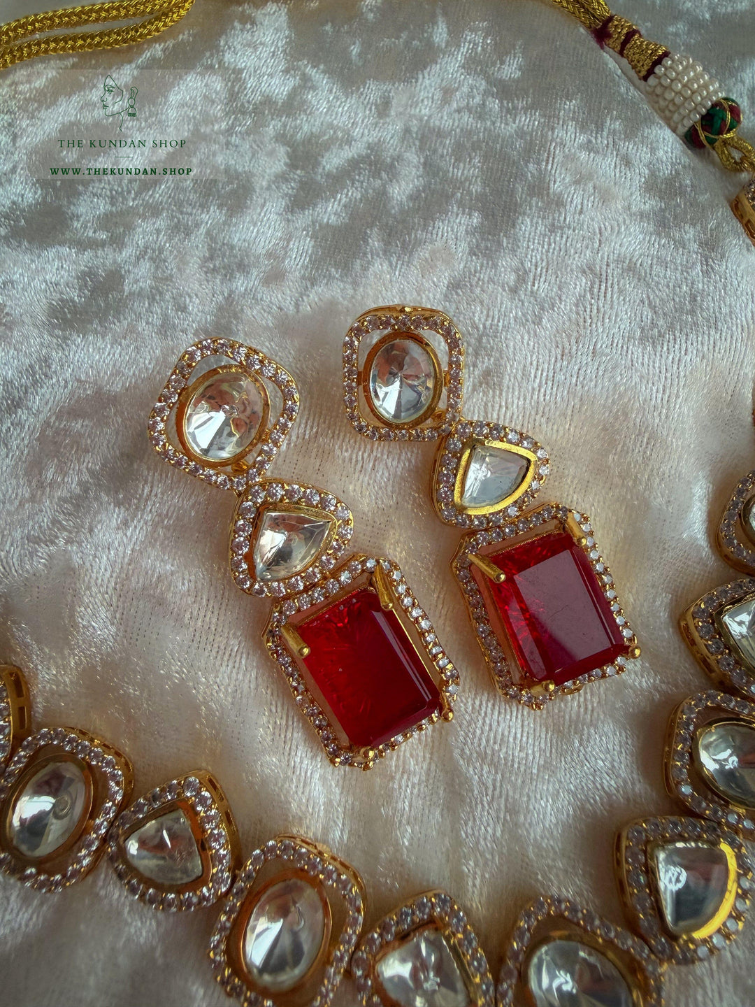Ruby Opulence // Single Layer Necklace Sets THE KUNDAN SHOP 
