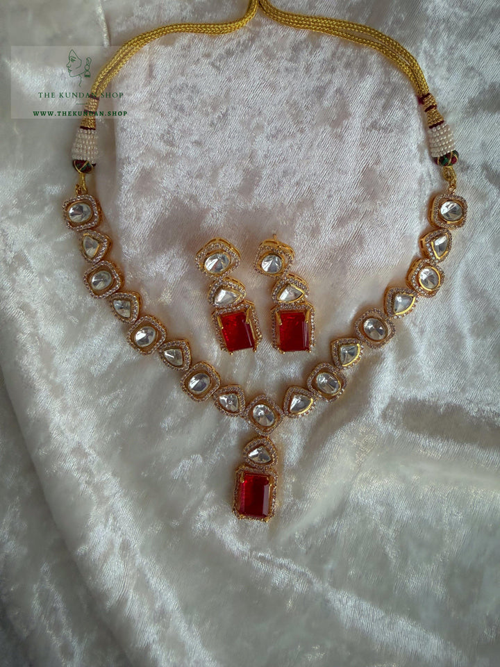 Ruby Opulence // Single Layer Necklace Sets THE KUNDAN SHOP 