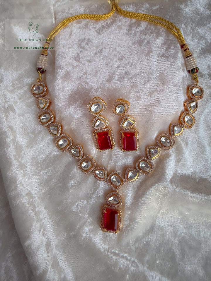 Ruby Opulence // Single Layer Necklace Sets THE KUNDAN SHOP 