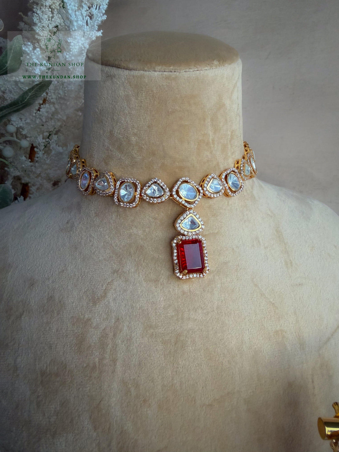 Ruby Opulence // Single Layer Necklace Sets THE KUNDAN SHOP 