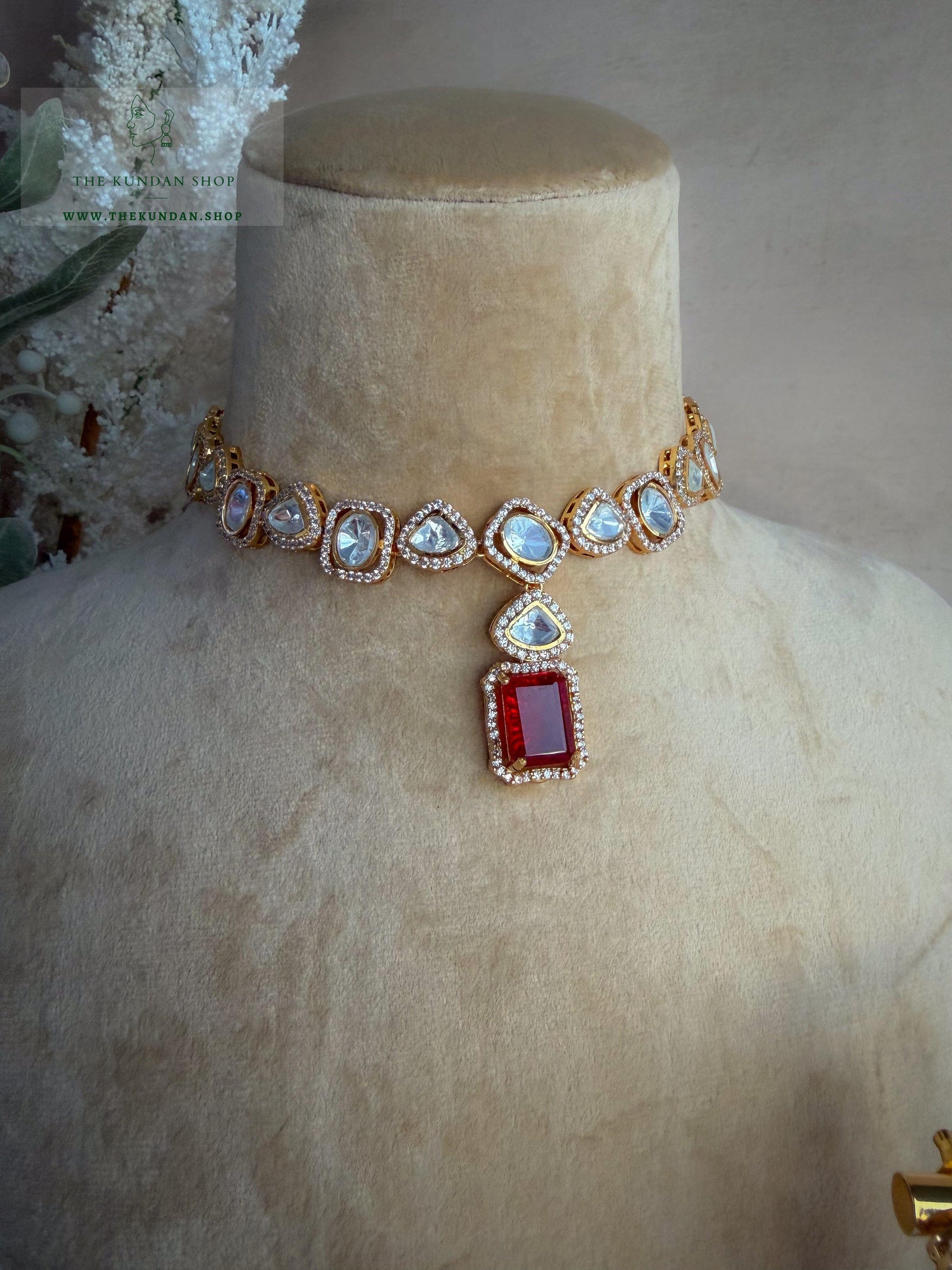 Ruby Opulence // Single Layer Necklace Sets THE KUNDAN SHOP 