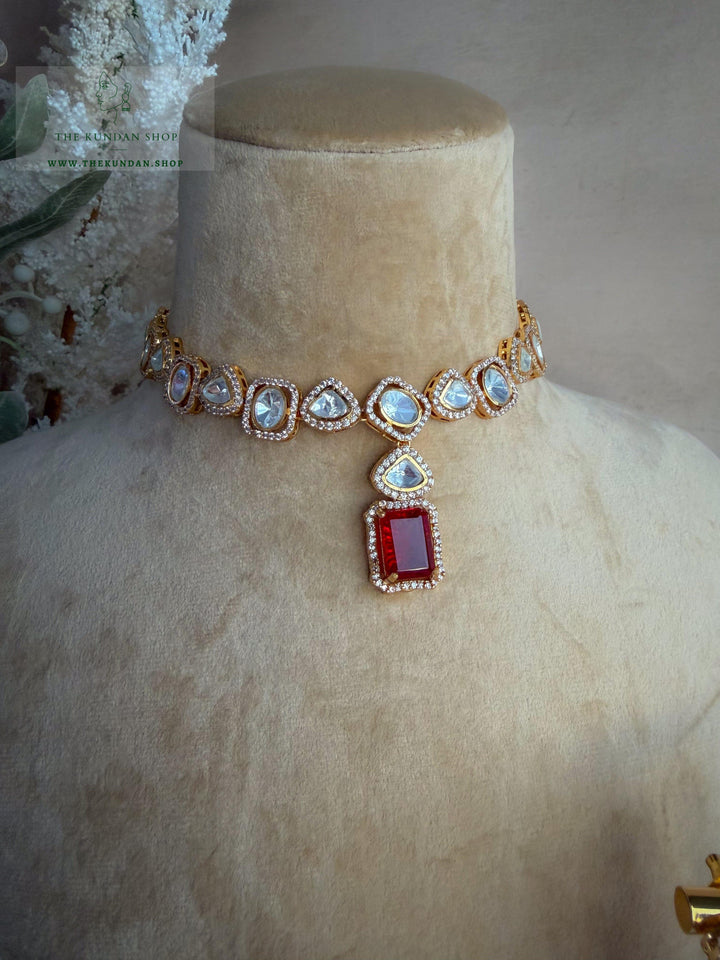 Ruby Opulence // Single Layer Necklace Sets THE KUNDAN SHOP 