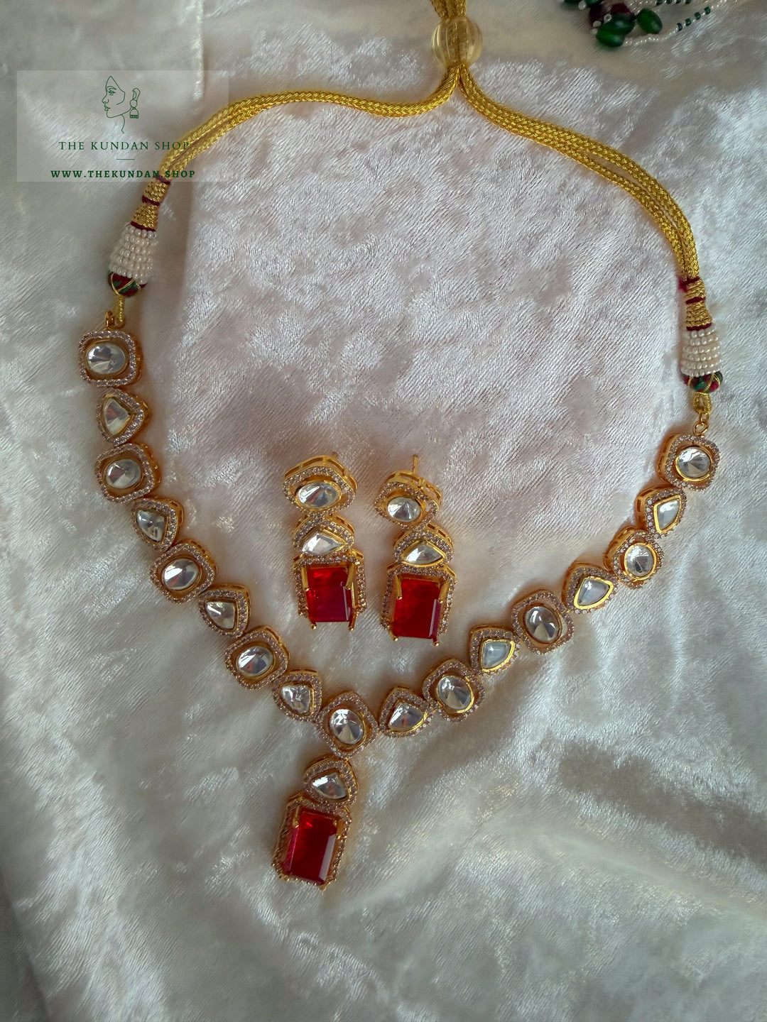 Ruby Opulence // Single Layer Necklace Sets THE KUNDAN SHOP 
