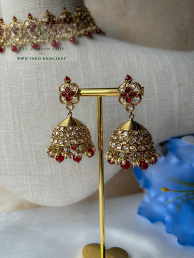 Rescued Floral in Ruby Necklace Sets THE KUNDAN SHOP 