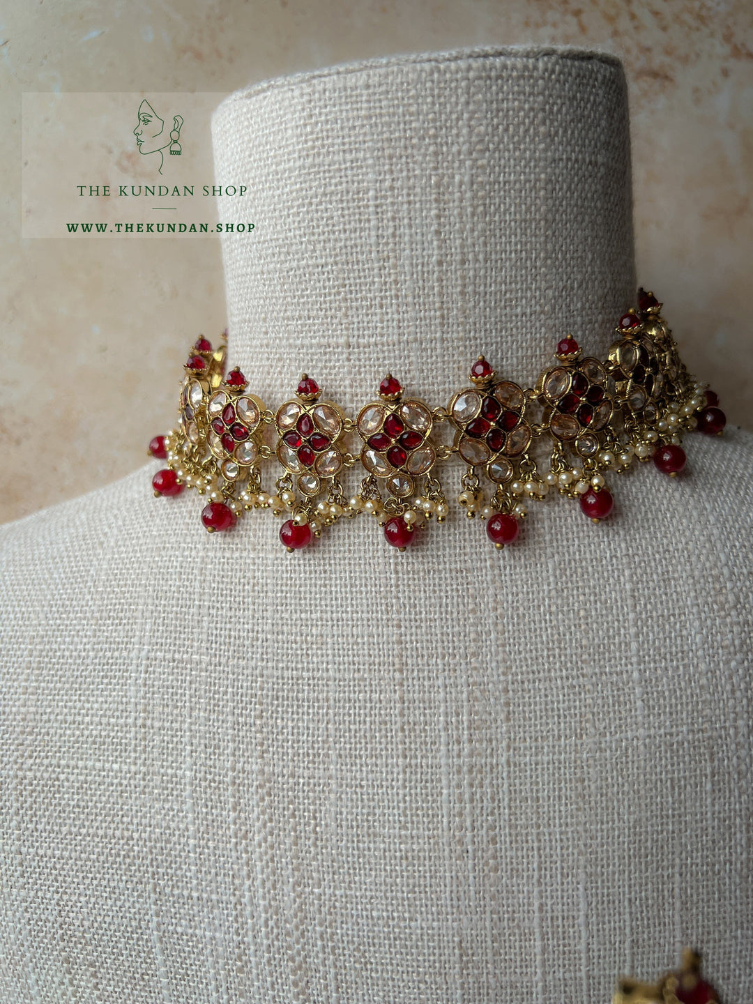 Rescued Floral in Ruby Necklace Sets THE KUNDAN SHOP 