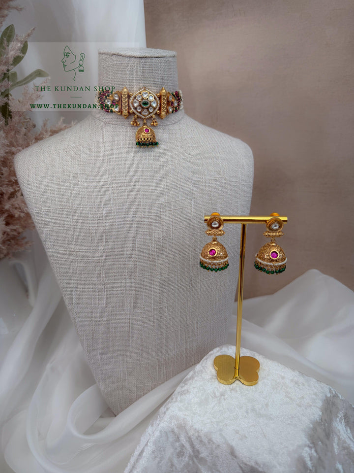 Pretty Telling // Green &amp; Ruby Necklace Sets THE KUNDAN SHOP 