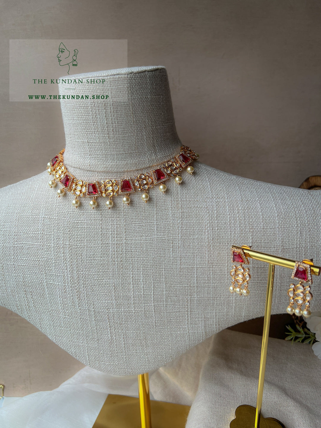 Straight Forward in Ruby Necklace Sets THE KUNDAN SHOP 