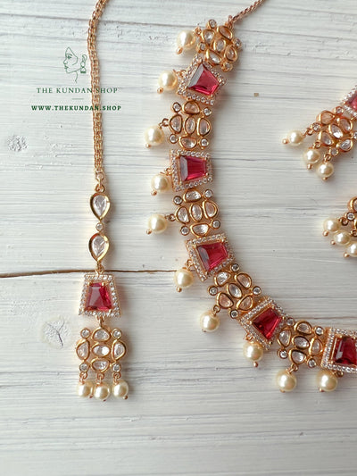 Straight Forward in Ruby Necklace Sets THE KUNDAN SHOP 