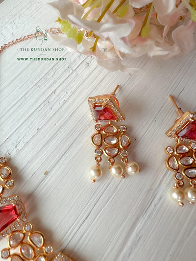 Straight Forward in Ruby Necklace Sets THE KUNDAN SHOP 