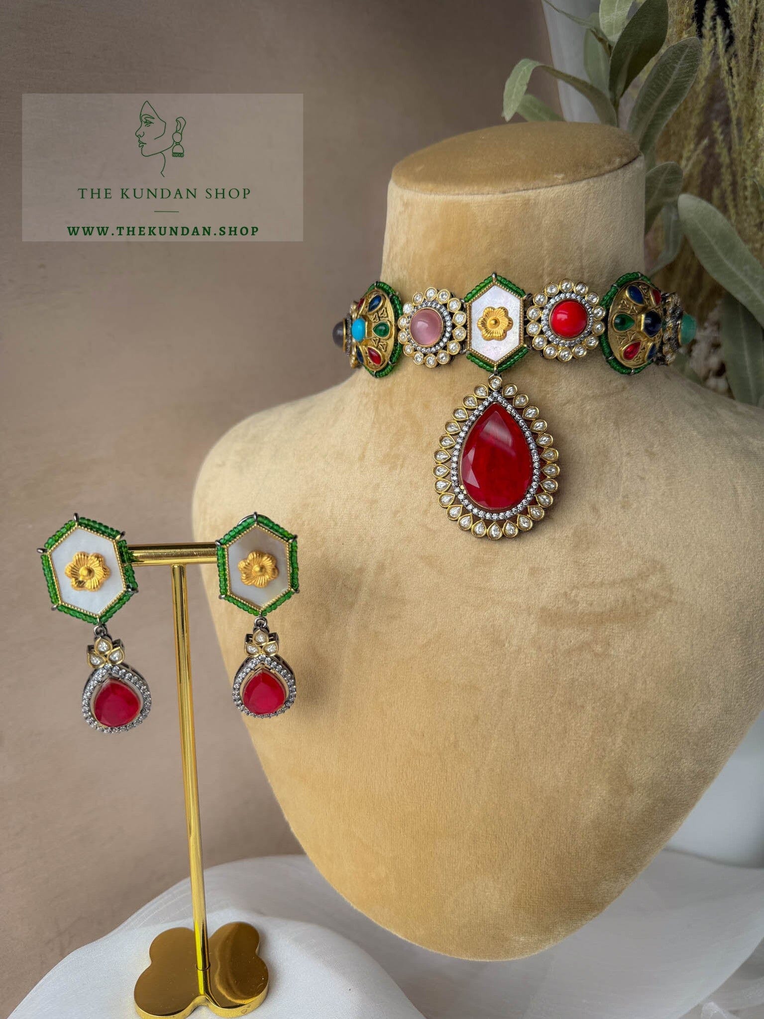 Landed in Ruby Necklace Sets THE KUNDAN SHOP 