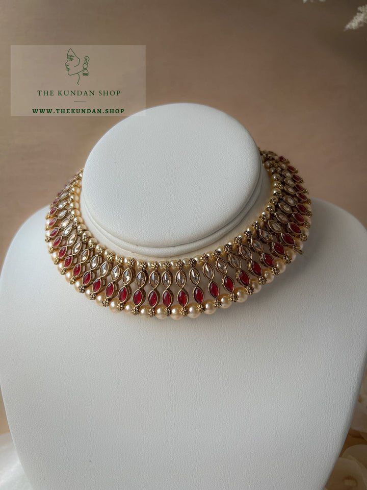 Blushing Polki in Ruby Necklace Sets THE KUNDAN SHOP 