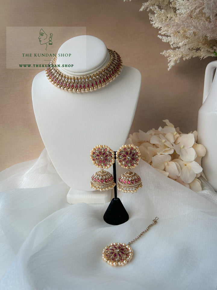 Blushing Polki in Ruby Necklace Sets THE KUNDAN SHOP 