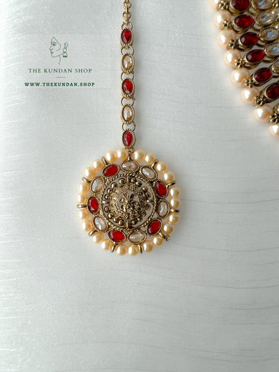 Flushed Polki in Ruby Necklace Sets THE KUNDAN SHOP 