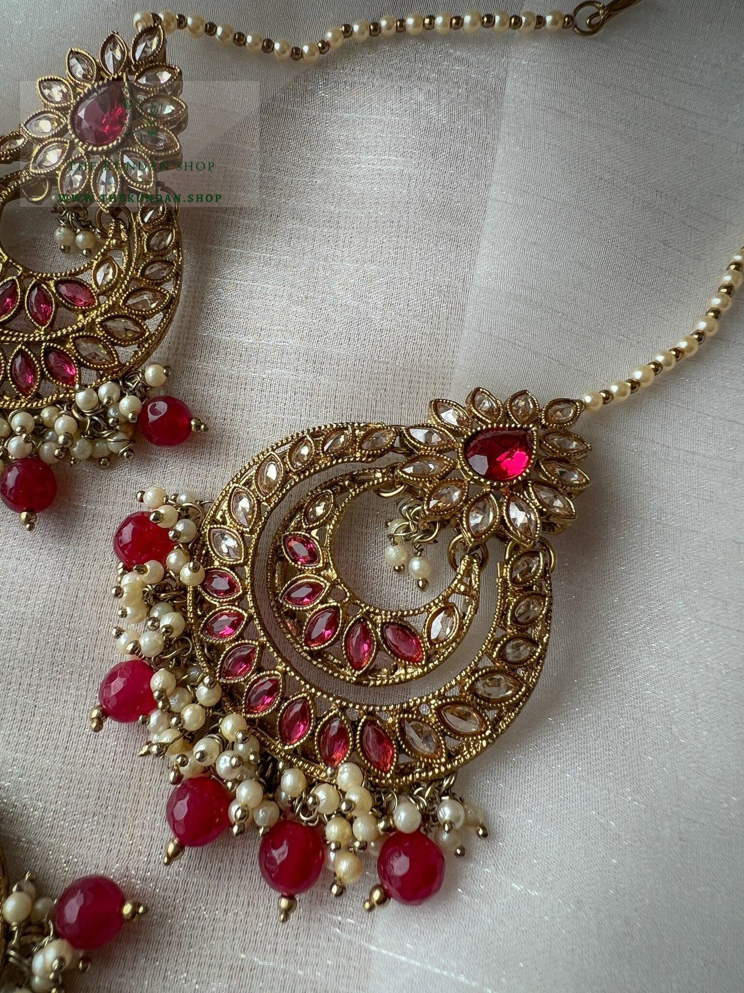 Candor in Ruby Earrings + Tikka THE KUNDAN SHOP 