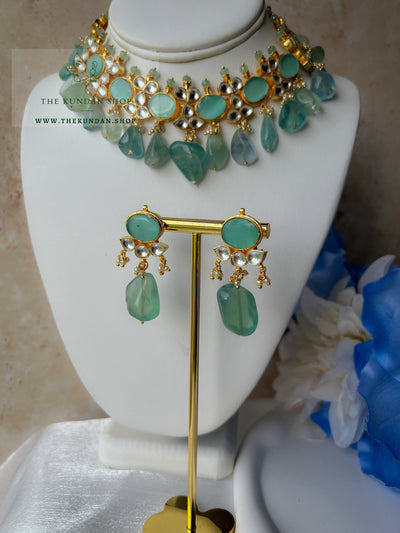 Oasis Kundan in Mint & Sage Necklace Sets THE KUNDAN SHOP 