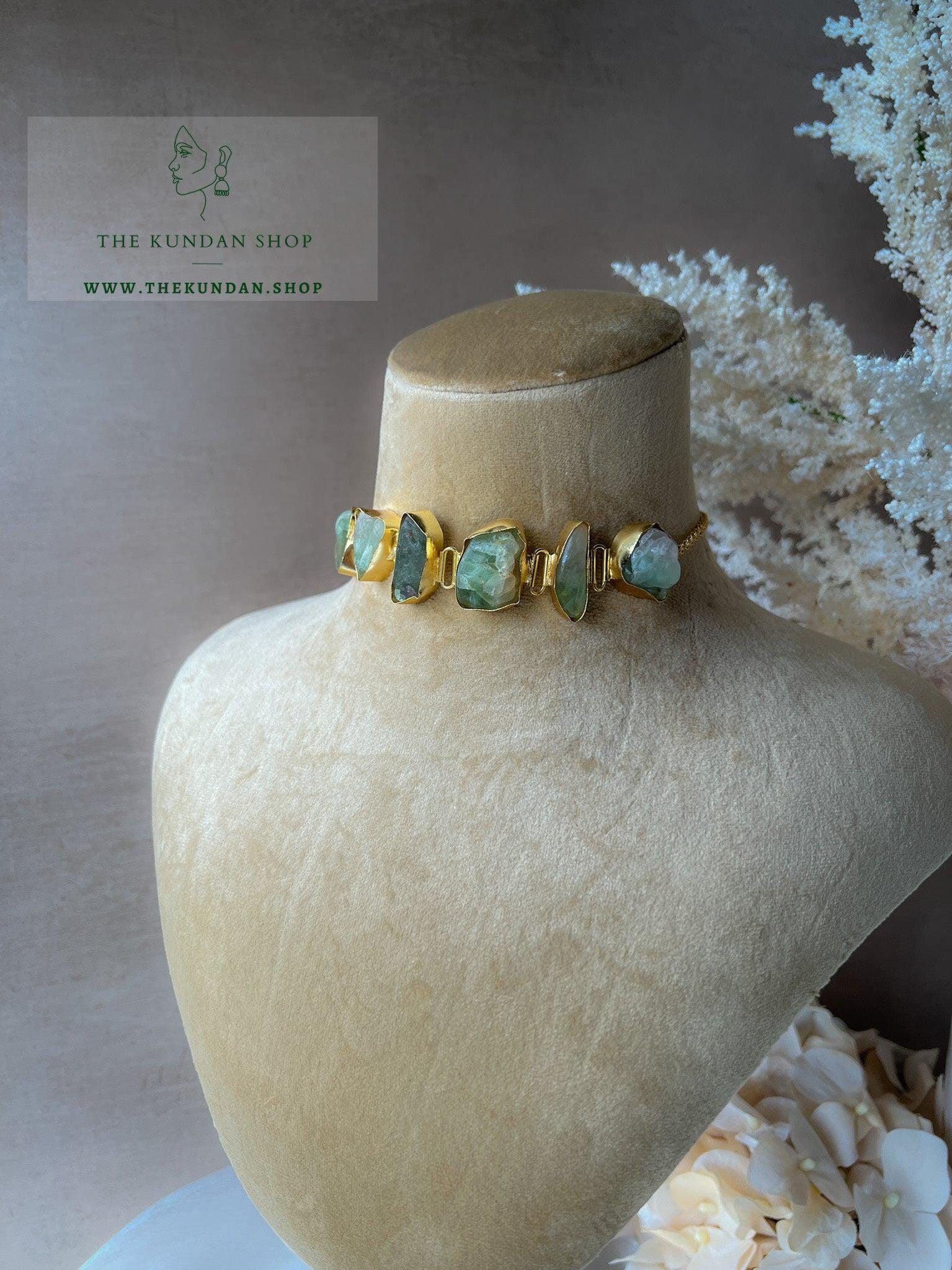 Destined Gold Foils in Sage Necklace Sets THE KUNDAN SHOP 