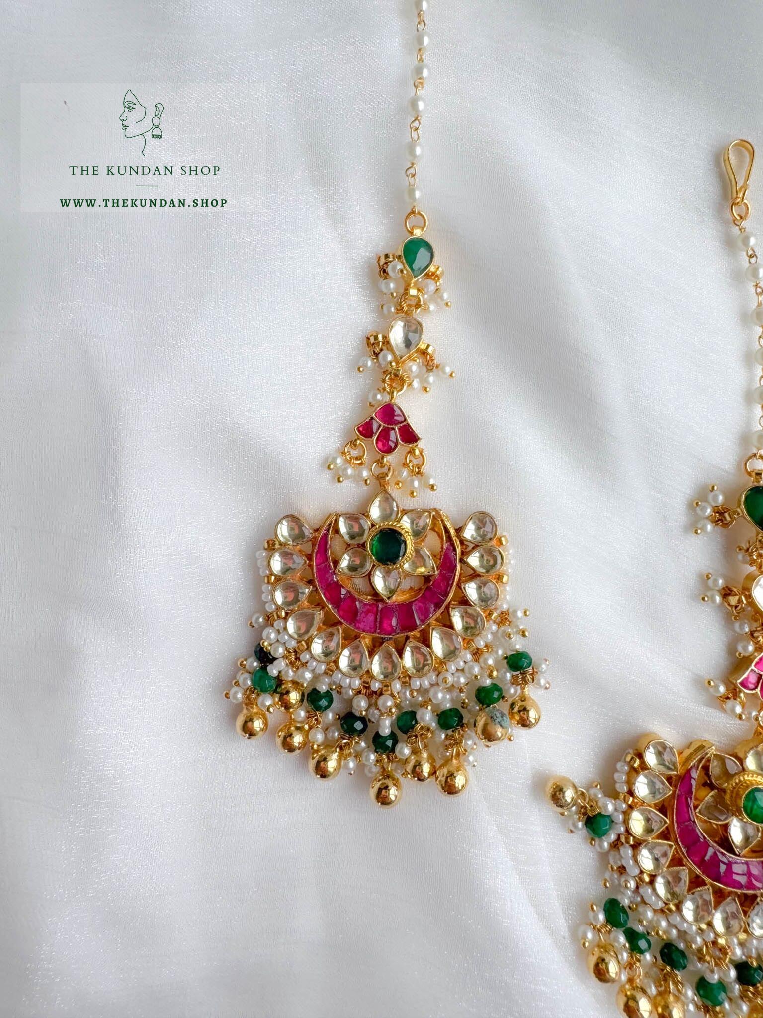 Interest in Pink & Green Tikka Maangtikka THE KUNDAN SHOP 