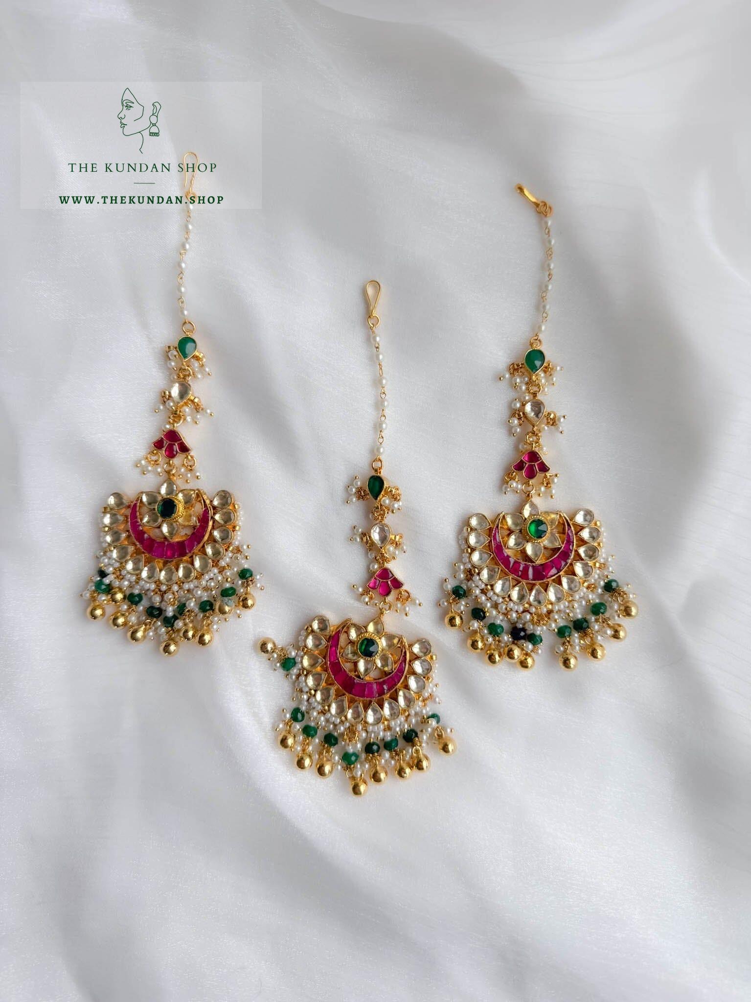 Interest in Pink & Green Tikka Maangtikka THE KUNDAN SHOP 