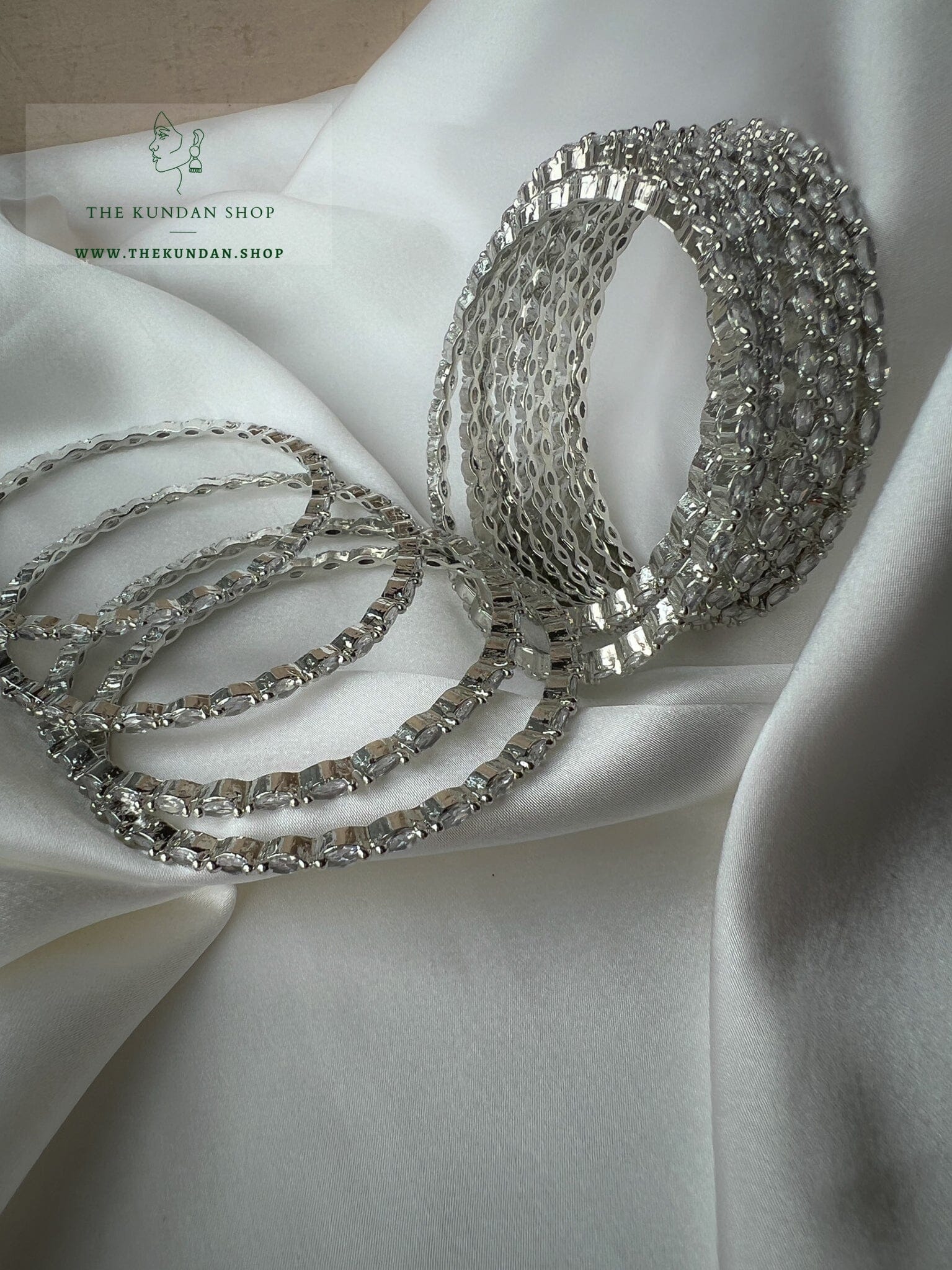Thin Silver AD Bangles Bangles THE KUNDAN SHOP 