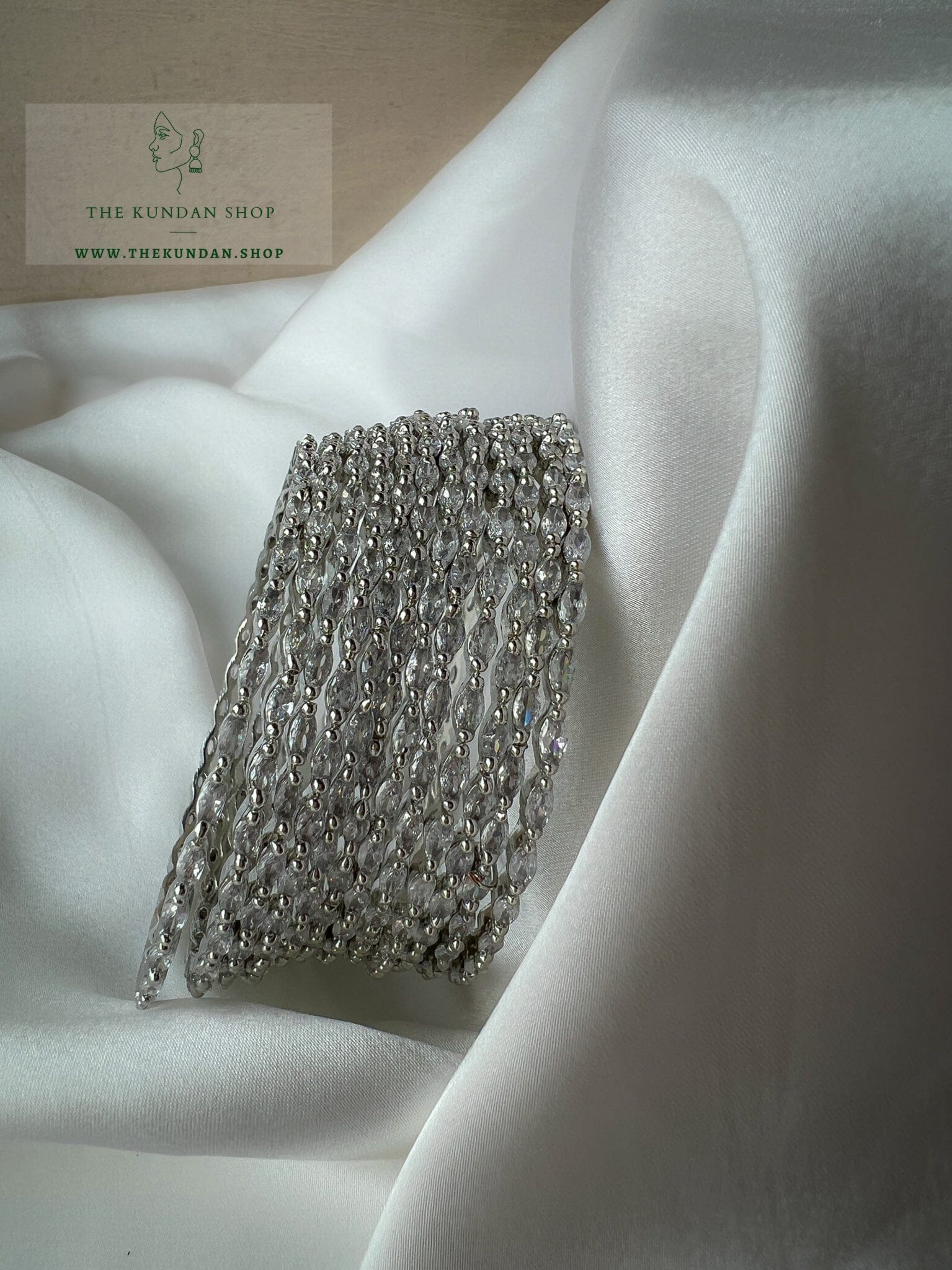 Thin Silver AD Bangles Bangles THE KUNDAN SHOP 