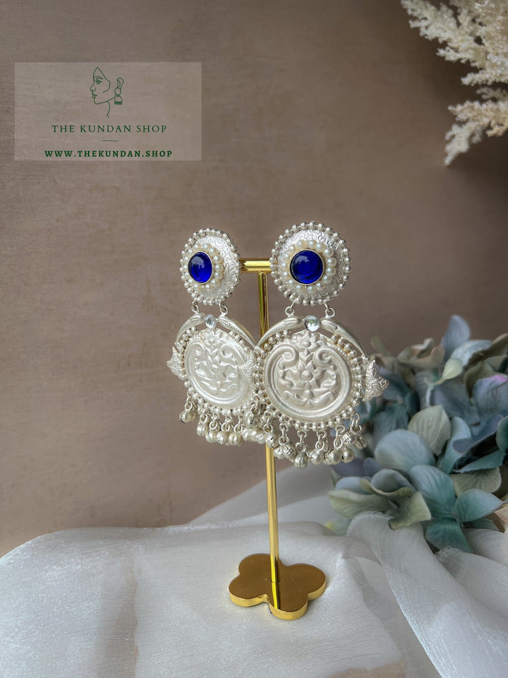 Partnered in Silver Earrings THE KUNDAN SHOP Dark Blue 