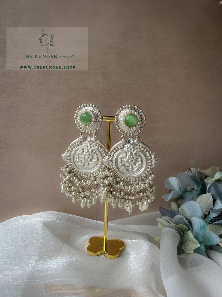 Partnered in Silver Earrings THE KUNDAN SHOP 