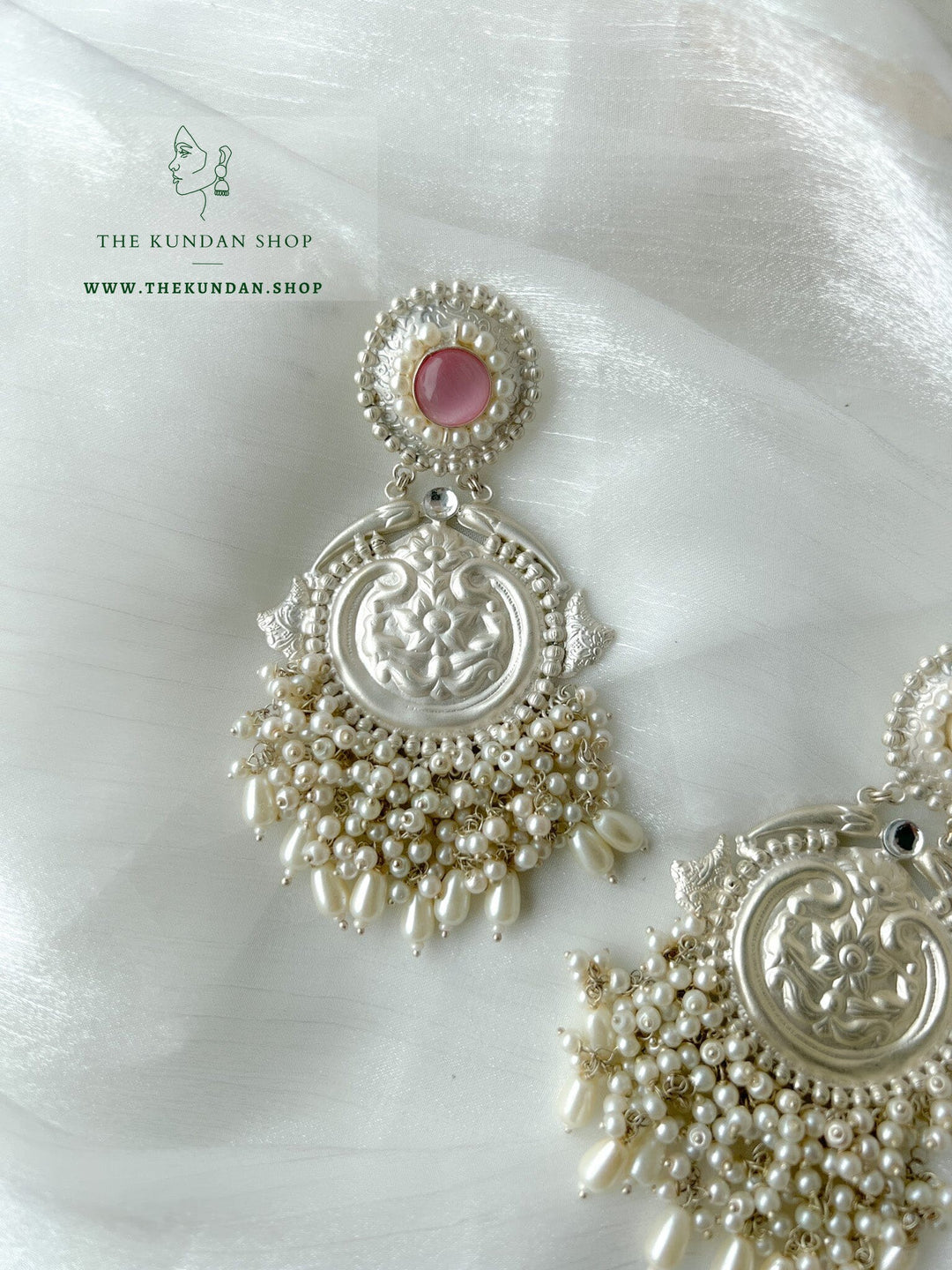 Partnered in Silver Earrings THE KUNDAN SHOP 