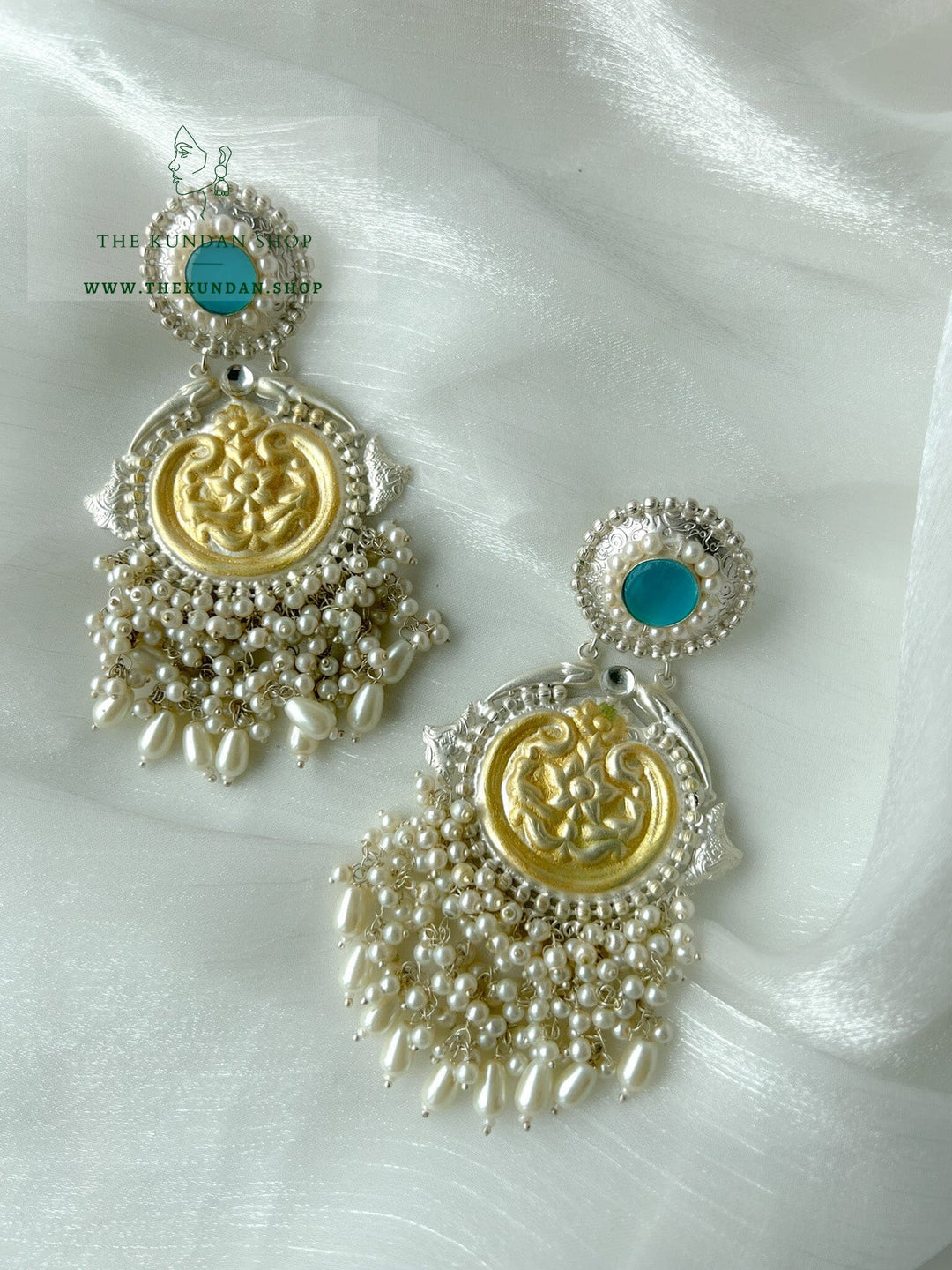 Partnered in Silver Earrings THE KUNDAN SHOP 