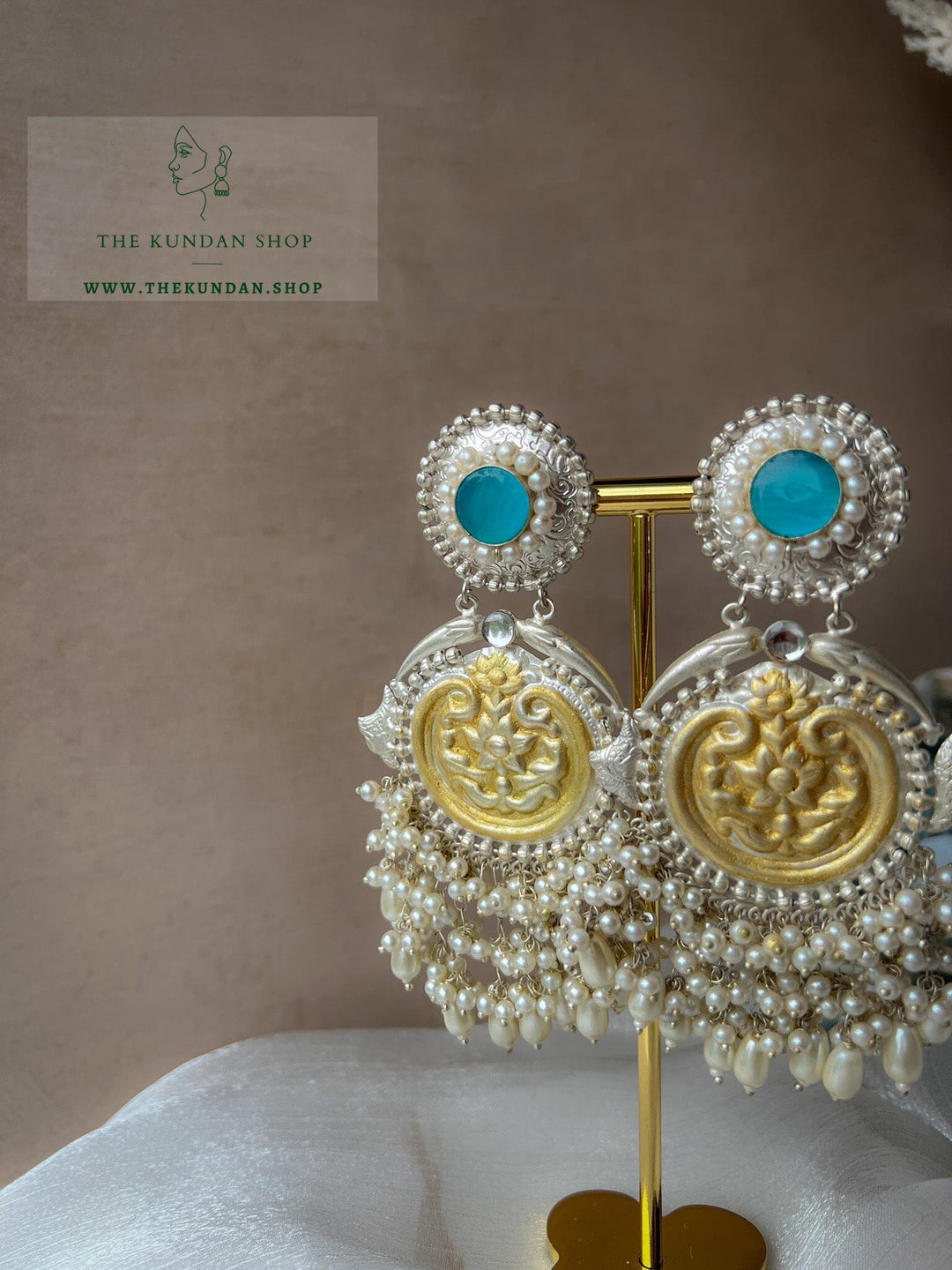 Partnered in Silver Earrings THE KUNDAN SHOP 