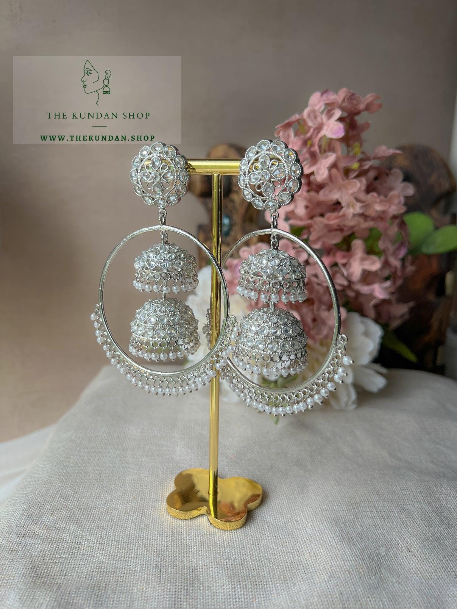 Bundled Jhumki in Silver Earrings THE KUNDAN SHOP 
