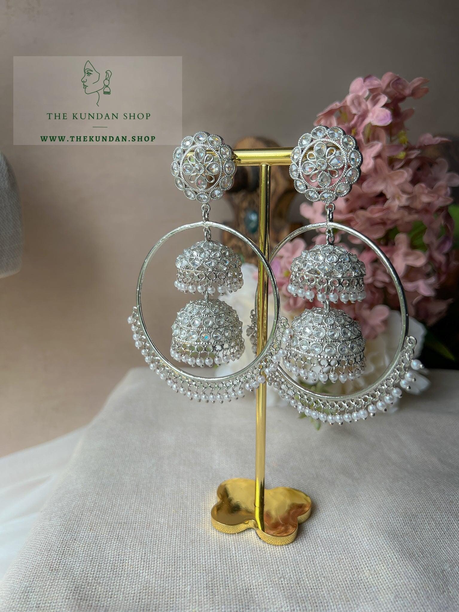 Bundled Jhumki in Silver Earrings THE KUNDAN SHOP 