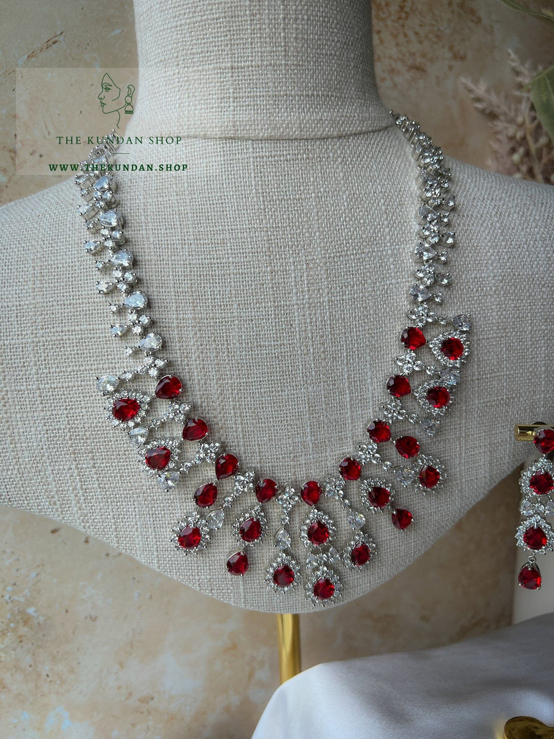 Blindsided in Silver & Red Necklace Sets THE KUNDAN SHOP 