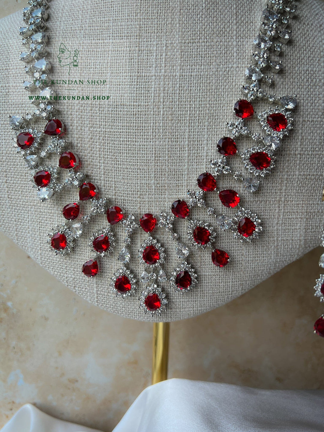 Blindsided in Silver & Red Necklace Sets THE KUNDAN SHOP 