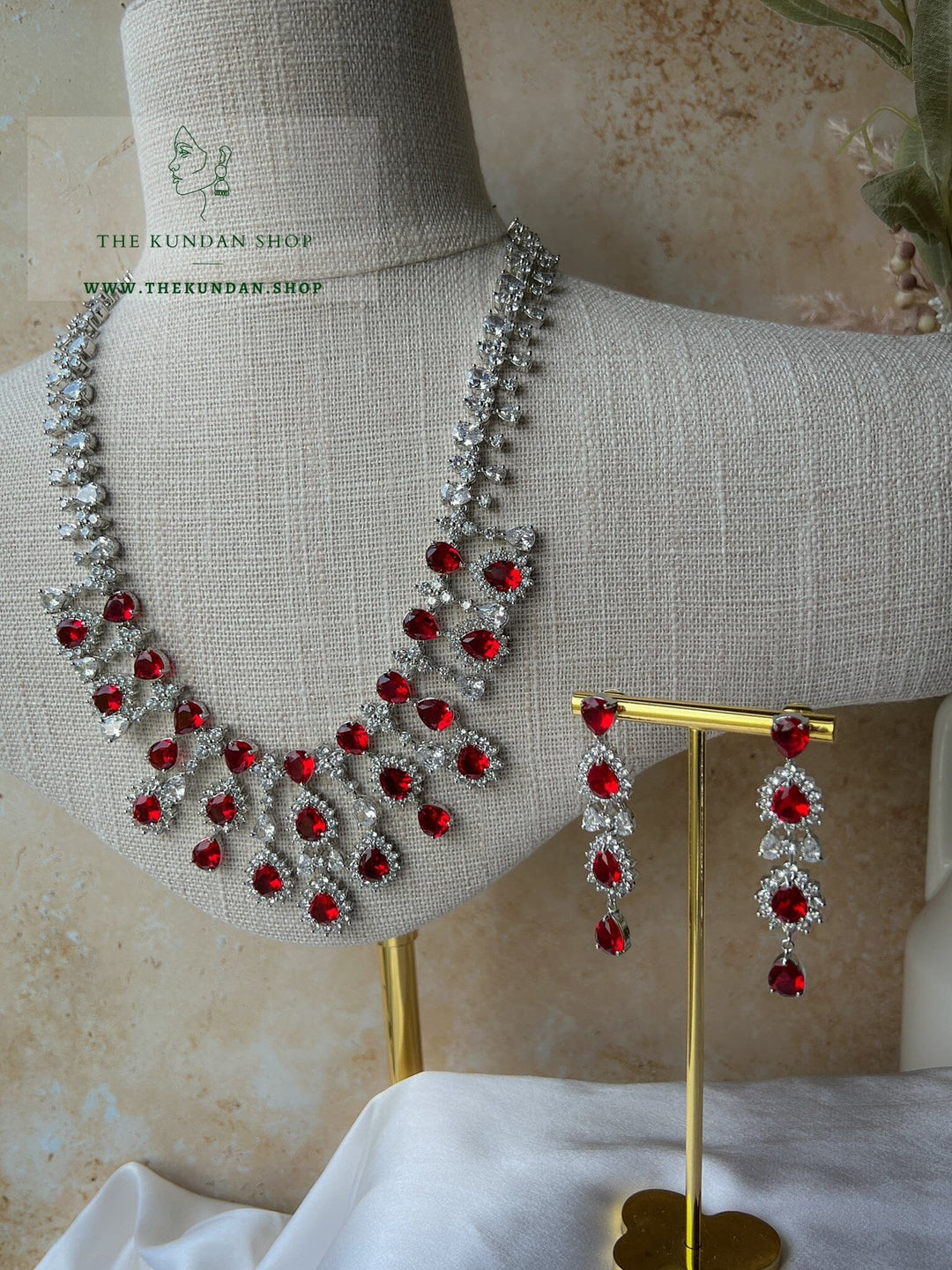 Blindsided in Silver & Red Necklace Sets THE KUNDAN SHOP 