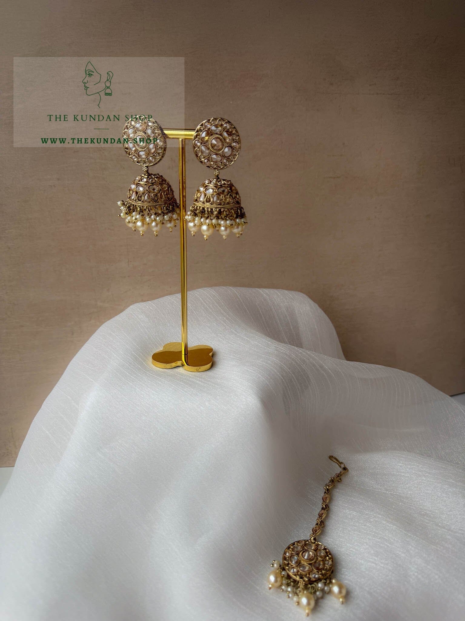 Awareness in Polki Earrings + Tikka THE KUNDAN SHOP 