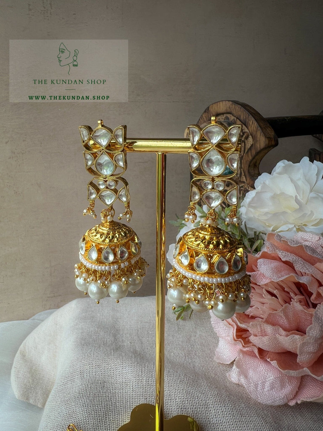 Personable in Pearl Earrings + Tikka THE KUNDAN SHOP 