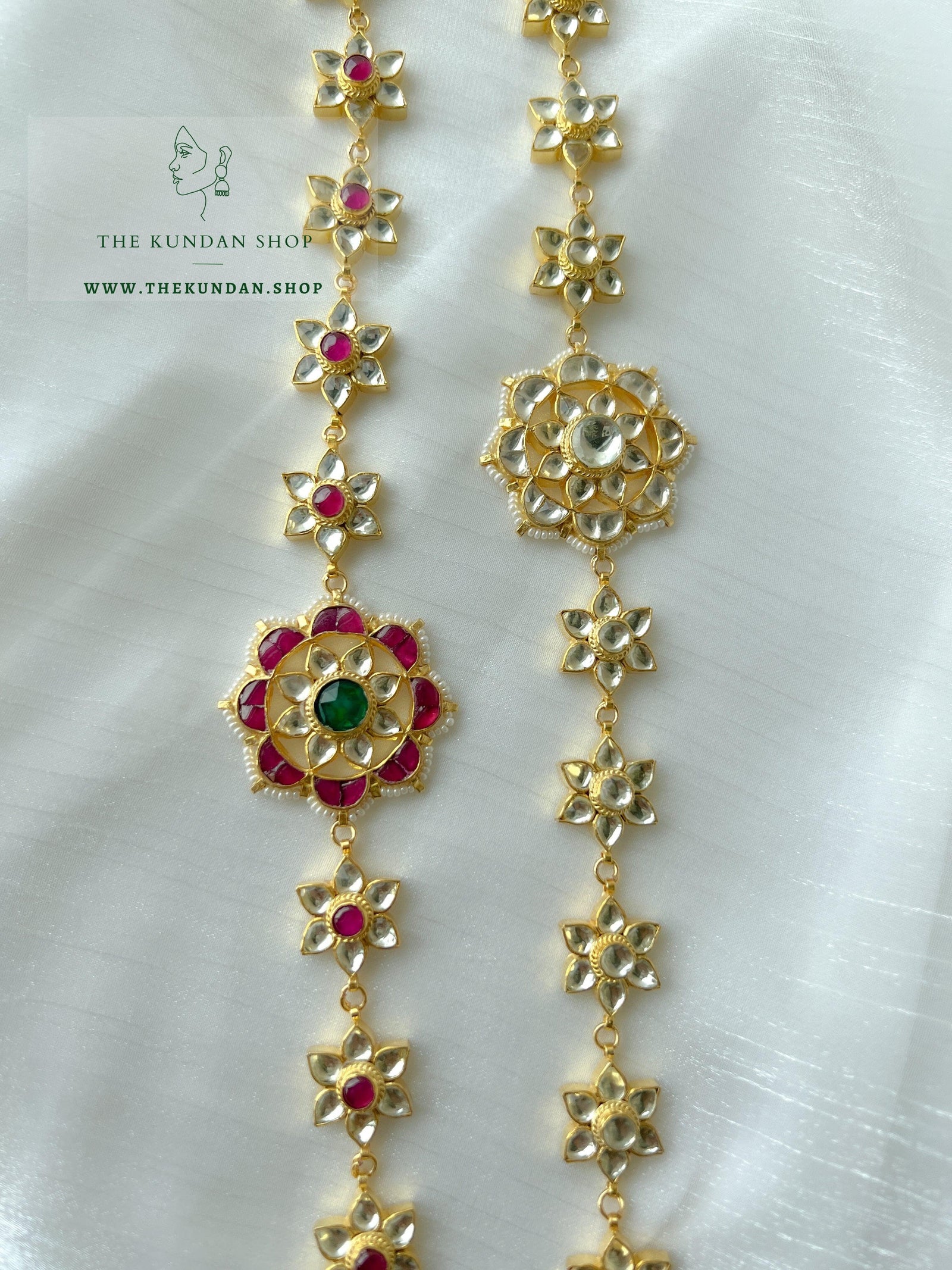 Golden Flower - Headband Mathapathi THE KUNDAN SHOP 