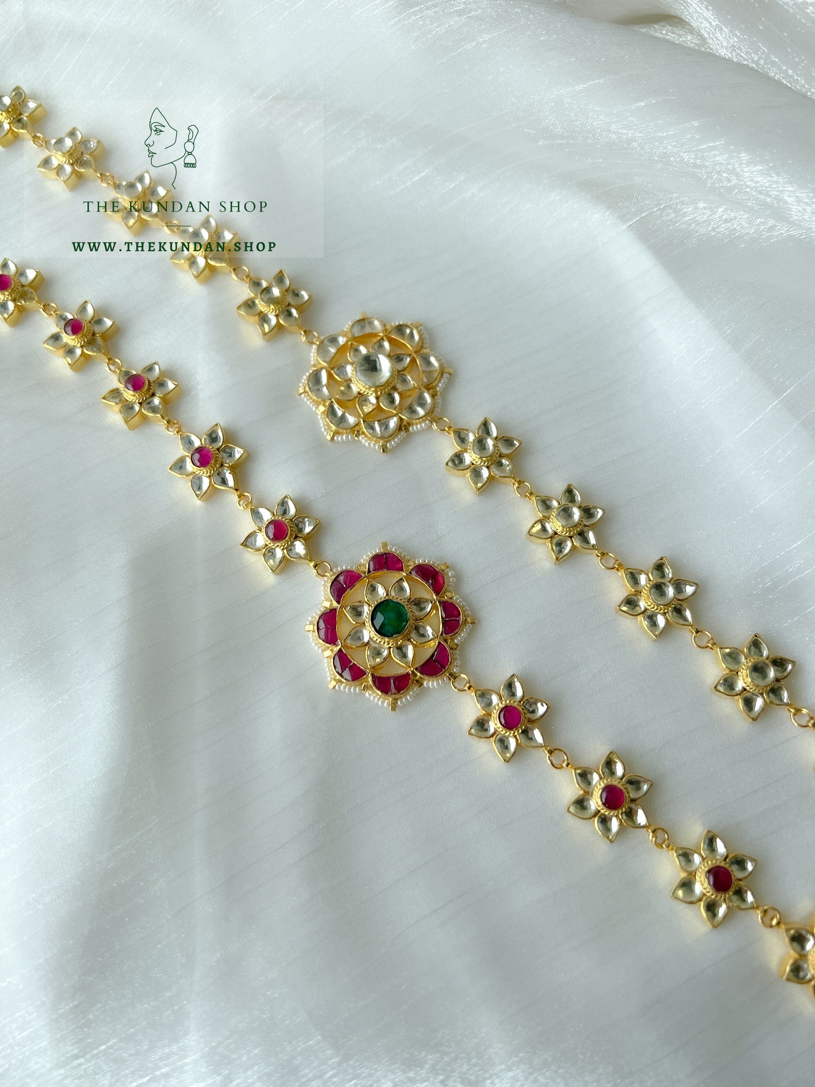 Golden Flower - Headband Mathapathi THE KUNDAN SHOP 