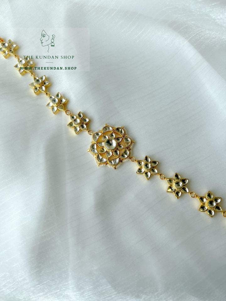 Golden Flower - Headband Mathapathi THE KUNDAN SHOP Clear 