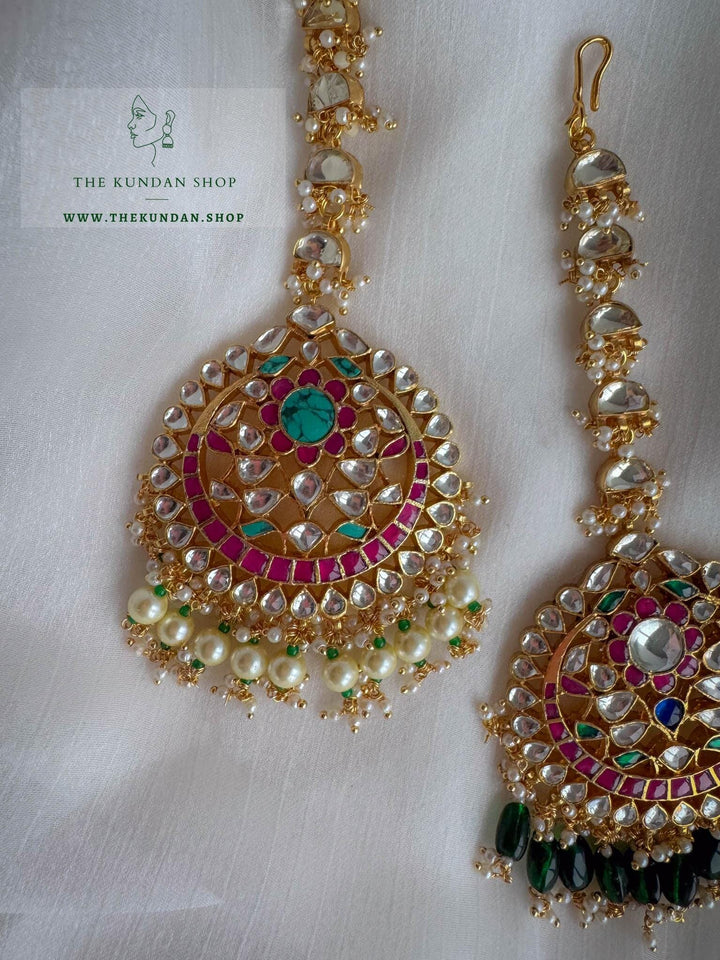 Musical Statement Tikka Maangtikka THE KUNDAN SHOP Pink & Blue 