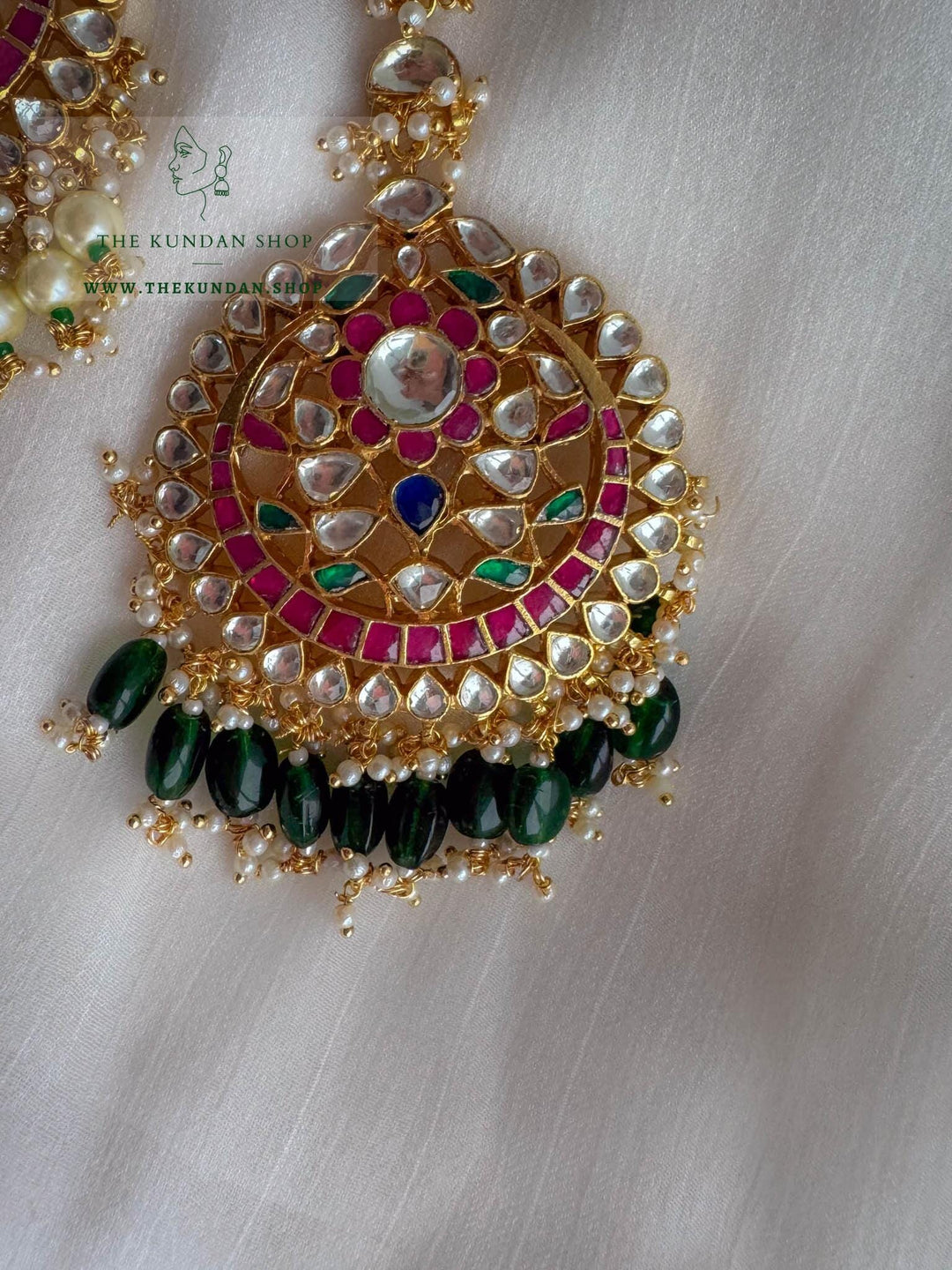 Musical Statement Tikka Maangtikka THE KUNDAN SHOP Green Beads 