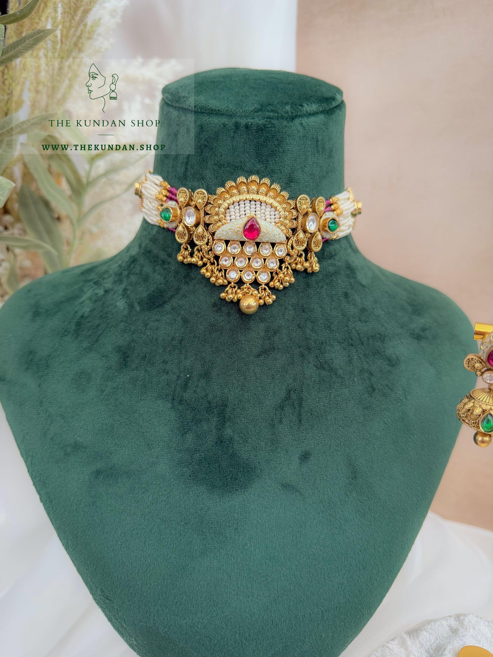 A Quiet Yes // Pink & Green Necklace Sets THE KUNDAN SHOP 
