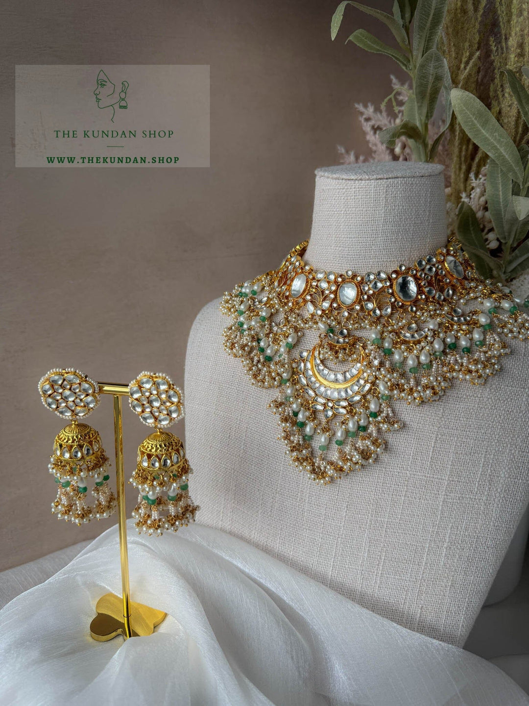 Relevant in Pearl & Green Necklace Sets THE KUNDAN SHOP 