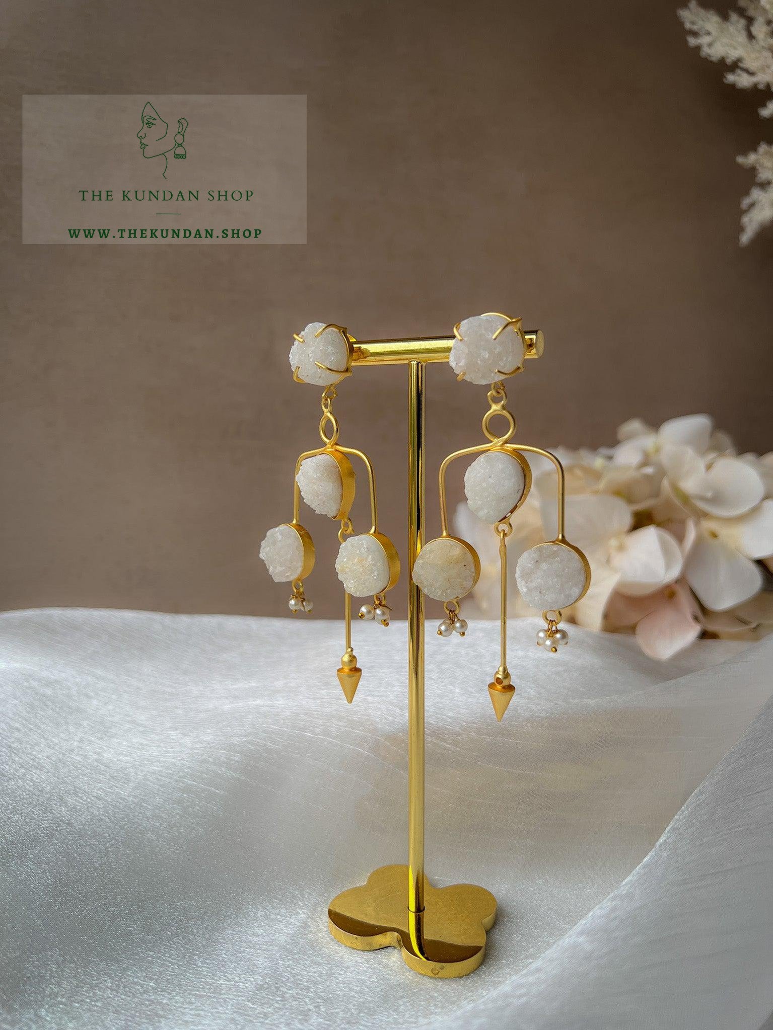 Statement Stone Drops Earrings THE KUNDAN SHOP 
