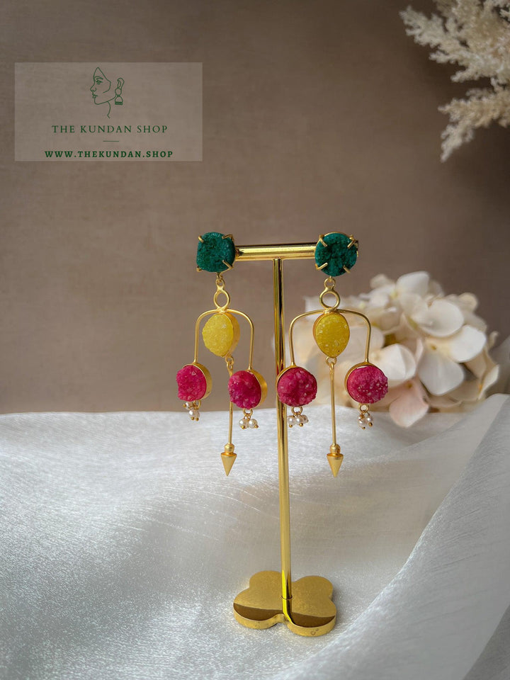 Statement Stone Drops Earrings THE KUNDAN SHOP 