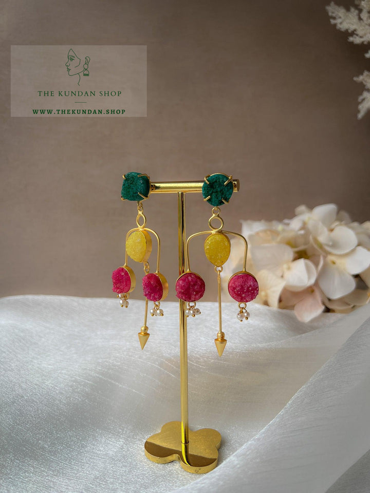 Statement Stone Drops Earrings THE KUNDAN SHOP Multi Color 