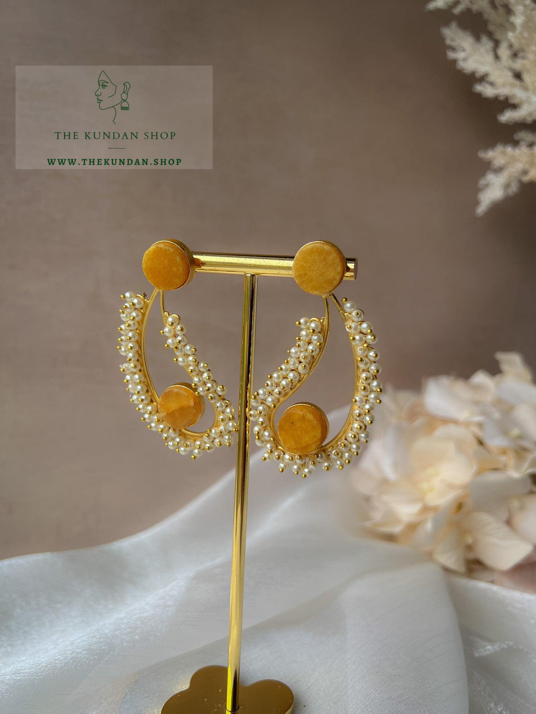 Ambi Pearl Cluster & Stones Earrings THE KUNDAN SHOP 